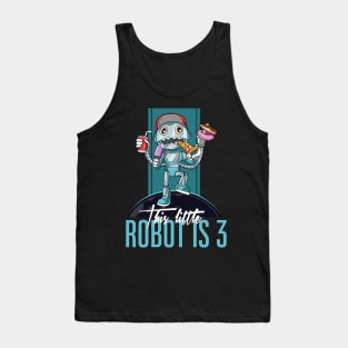 Kids 3th Birthday Funny Robot Unhealthy Food Party Tank Top